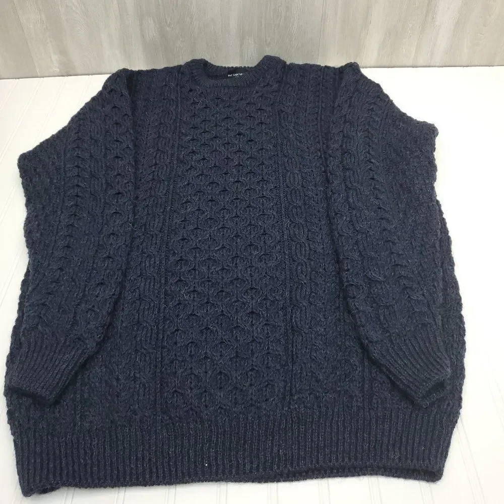 Rue Saint Patrick  Men's 100% Wool Chunky Cable Knit Fall Winter Sweater - Picture 8 of 11